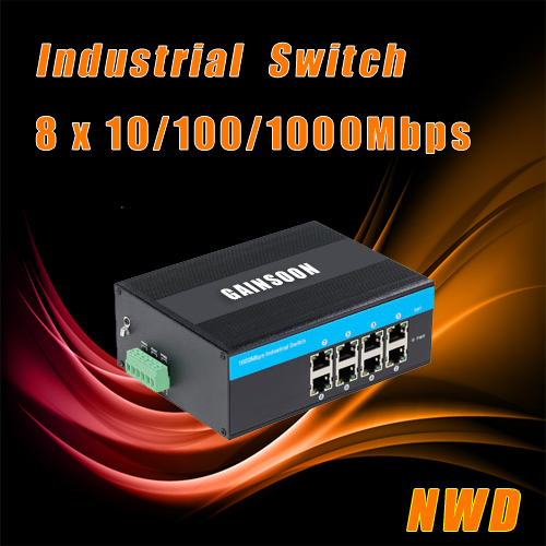 10/100/1000Mbps Industrial POE Fiber Switch ( 2 Fiber to 8 UTP )